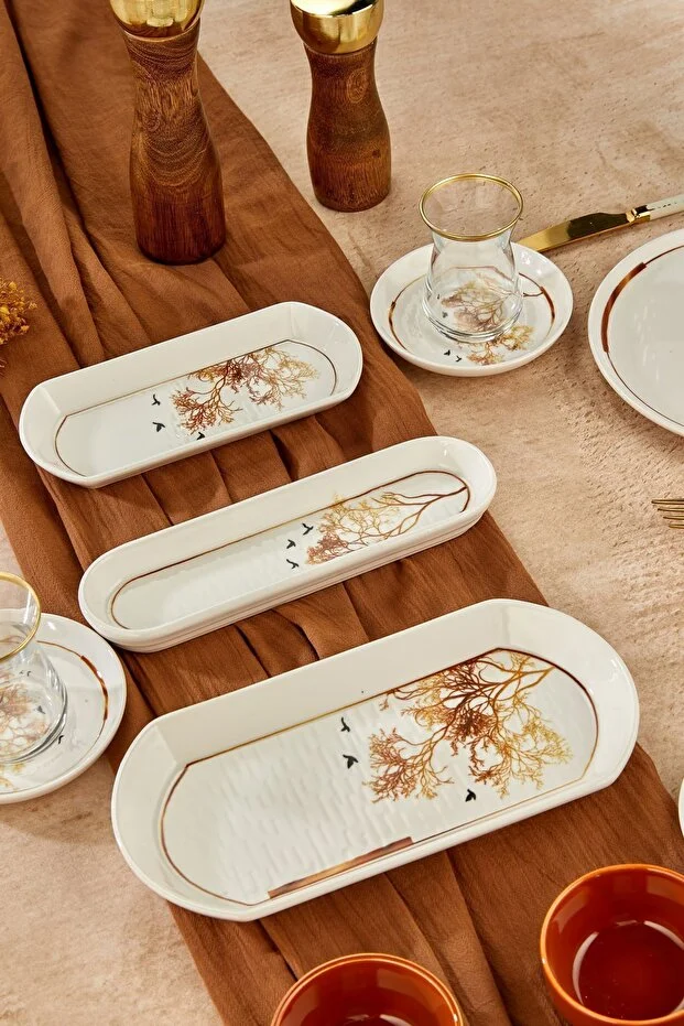 Gold Lüx Seramik Dilek Ağacı 22 Parça Kahvaltı Takımı